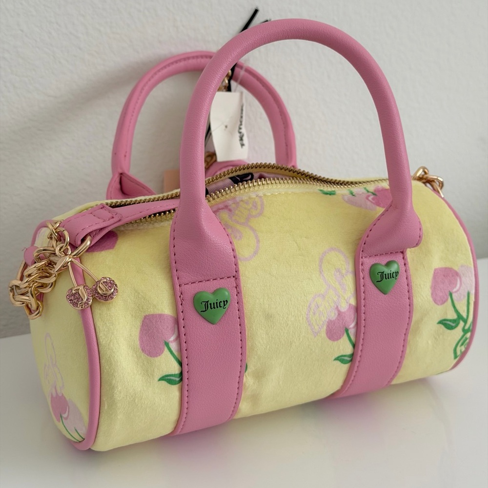 Juicy Couture UK Retro Cherry Yellow Iris Round Barrel Bag